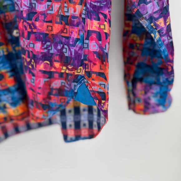 Luchiano Visconti Colorful Button Down Shirt Mens XL Art to Wear Kaleidoscope - Picture 2 of 10